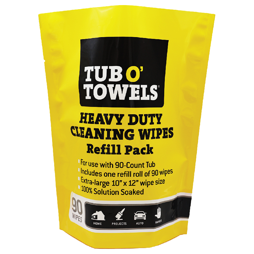 Tub O Towels Heavy Duty 10 x 12 Multi-Surface Cleaning Wipes, On-The-Go 12-Pack