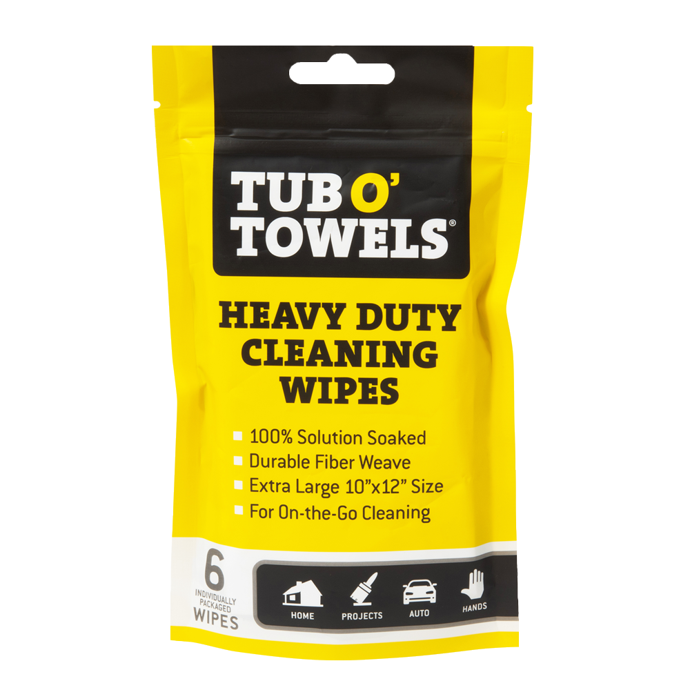 tub o towels on-the-go heavy duty cleaning wipes, 6-pack